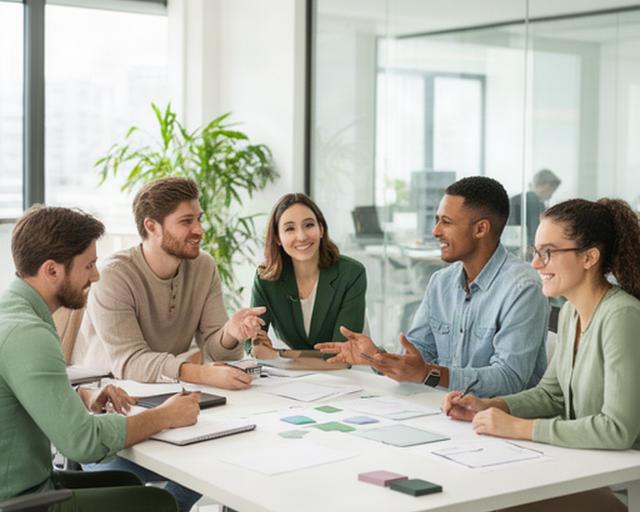 Team giovane riunito in un ufficio luminoso mentre definisce ruoli e priorità HR